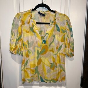 RACHEL Rachel Roy Yellow Floral Puff-Sleeve Blouse
